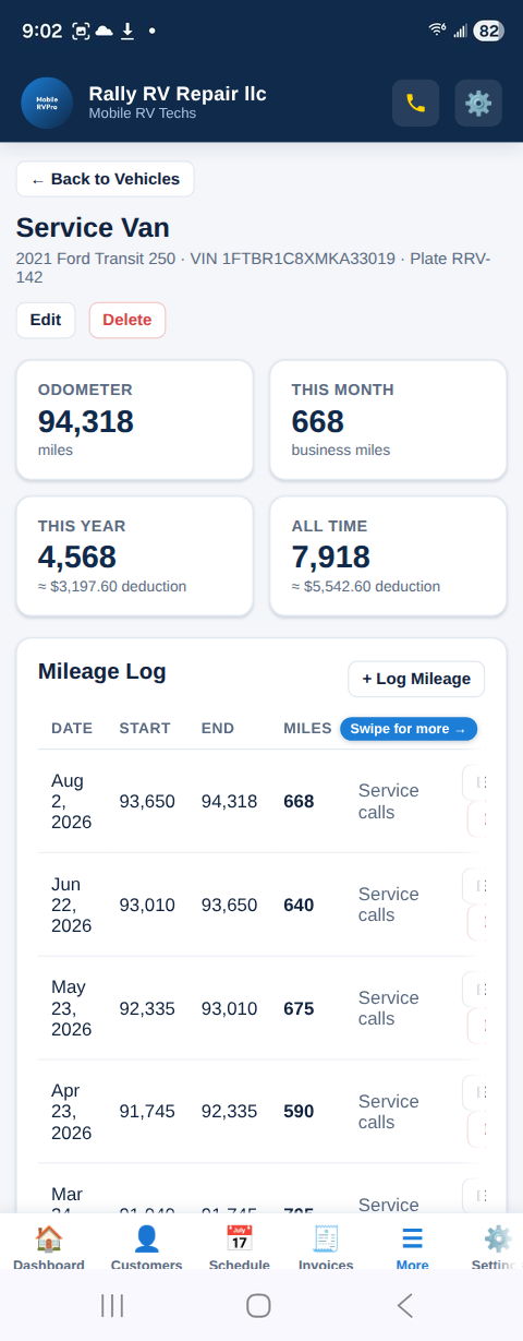 MobileRVProApp vehicle tracking screen